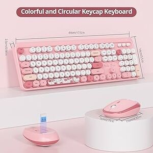 Hello Bear Cute Wireless Pink and White Ergonomic Keyboard